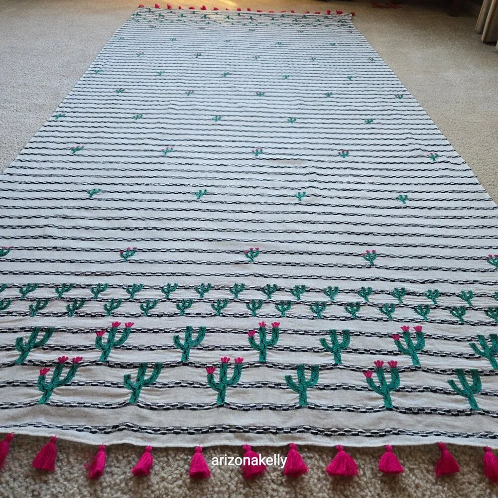 NWT RARE Anthropologie Embroidered Cactus Scarf